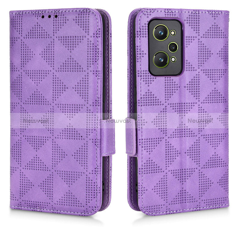 Leather Case Stands Flip Cover Holder C02X for Realme Q5 Pro 5G Purple