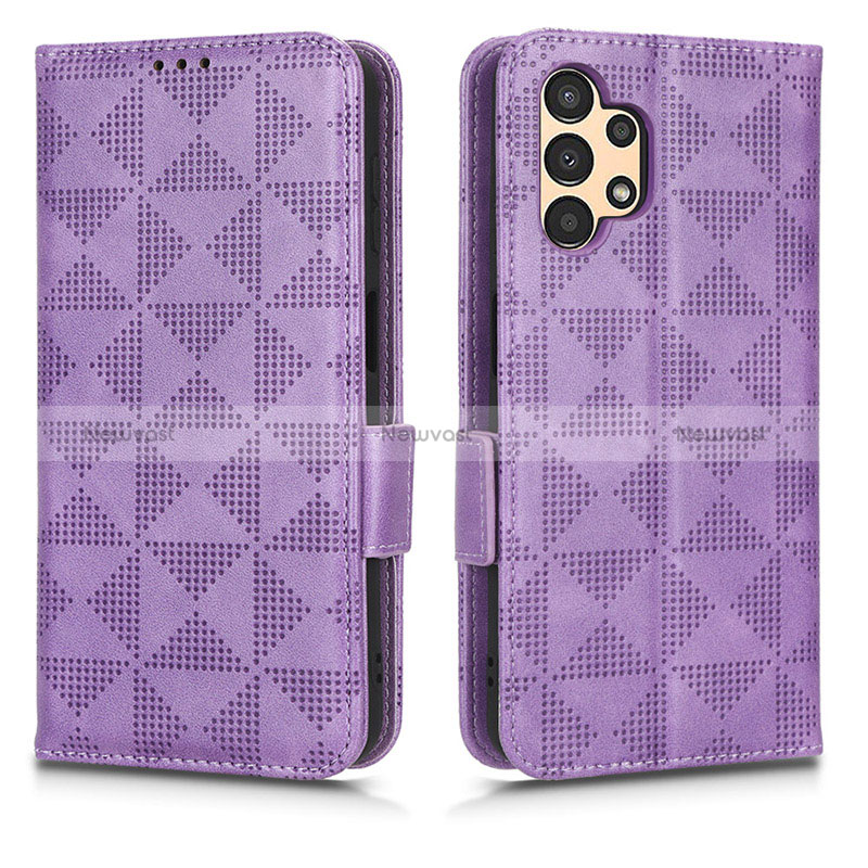 Leather Case Stands Flip Cover Holder C02X for Samsung Galaxy A13 4G Purple