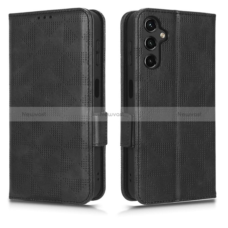 Leather Case Stands Flip Cover Holder C02X for Samsung Galaxy A14 4G Black