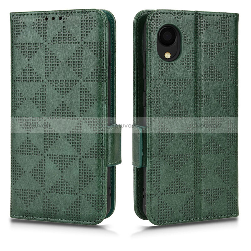 Leather Case Stands Flip Cover Holder C02X for Samsung Galaxy A22 5G SC-56B Green