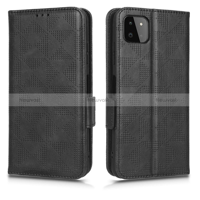 Leather Case Stands Flip Cover Holder C02X for Samsung Galaxy A22s 5G Black