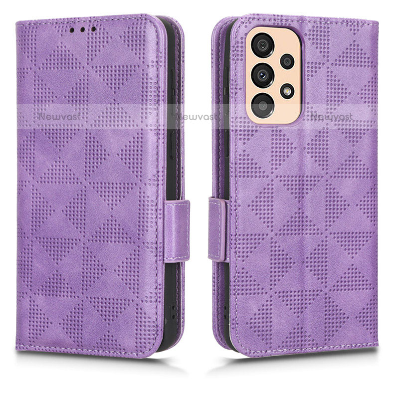 Leather Case Stands Flip Cover Holder C02X for Samsung Galaxy A23 5G Purple