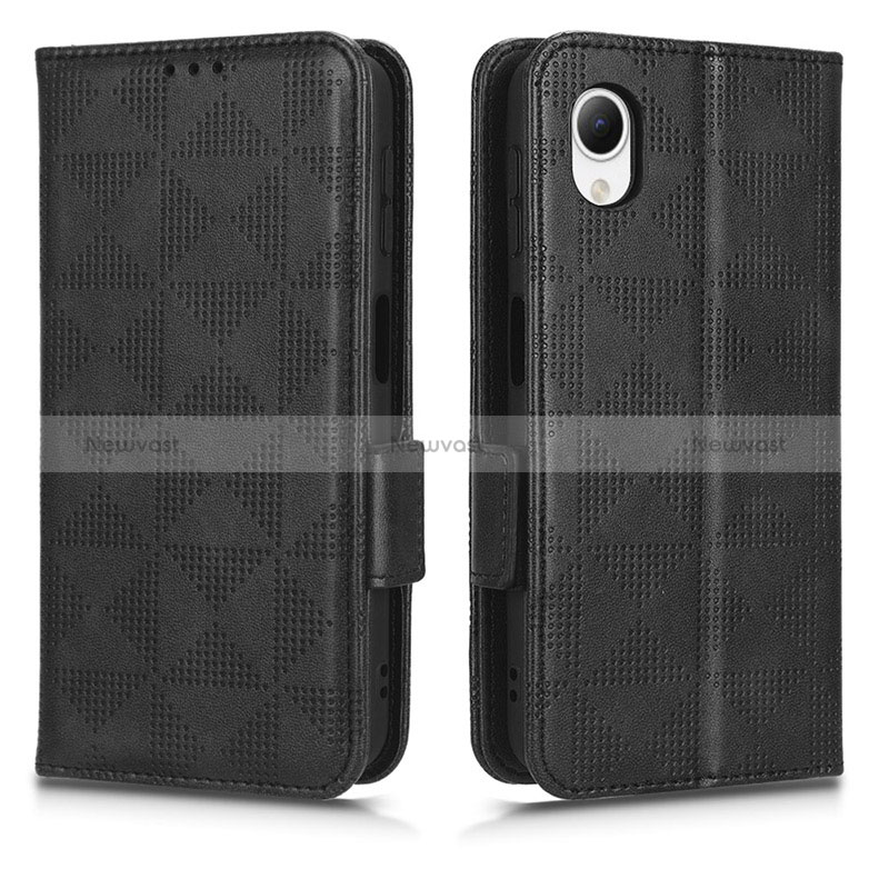 Leather Case Stands Flip Cover Holder C02X for Samsung Galaxy A23s Black