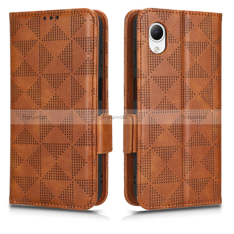 Leather Case Stands Flip Cover Holder C02X for Samsung Galaxy A23s Brown