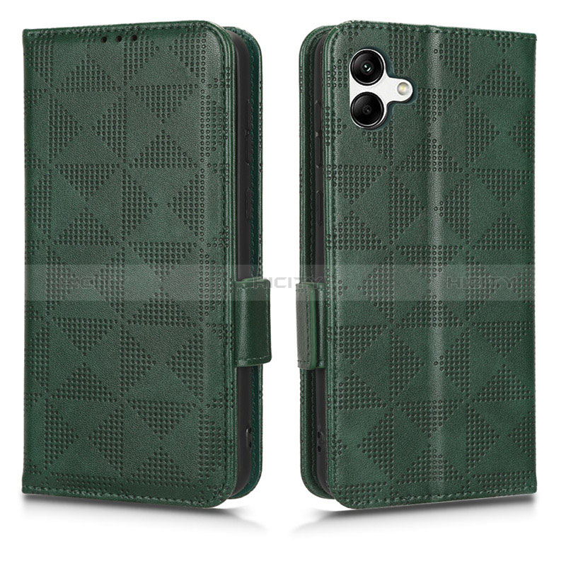 Leather Case Stands Flip Cover Holder C02X for Samsung Galaxy F04 Green