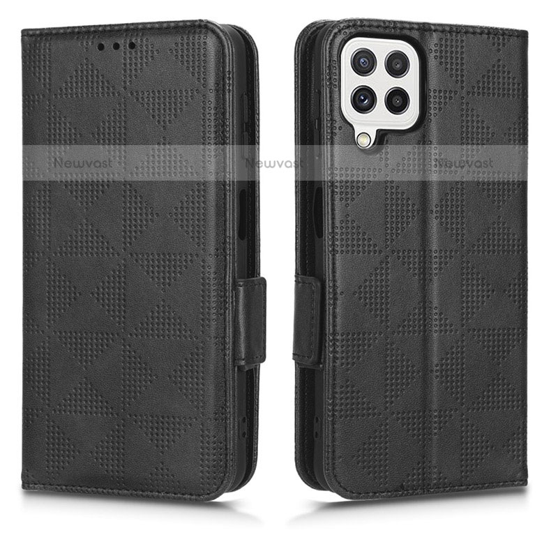 Leather Case Stands Flip Cover Holder C02X for Samsung Galaxy F12 Black