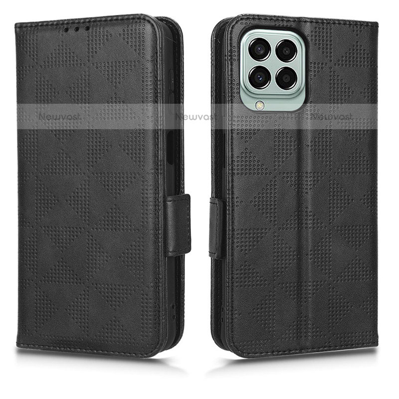 Leather Case Stands Flip Cover Holder C02X for Samsung Galaxy M33 5G Black