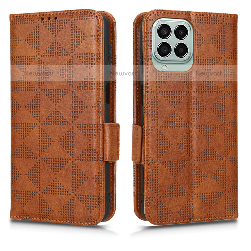 Leather Case Stands Flip Cover Holder C02X for Samsung Galaxy M33 5G Brown