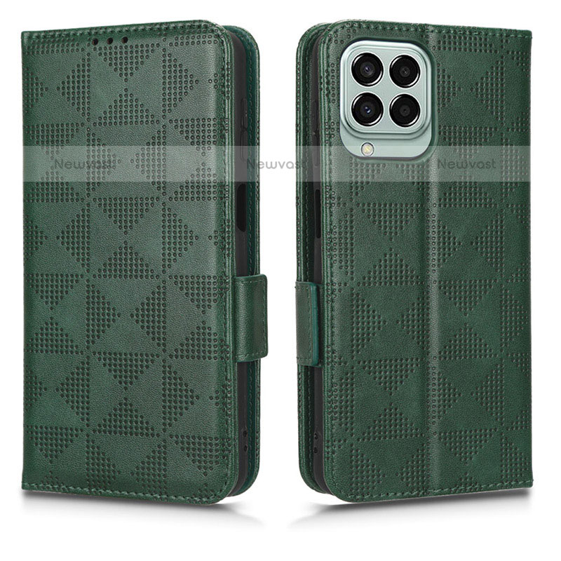 Leather Case Stands Flip Cover Holder C02X for Samsung Galaxy M33 5G Green