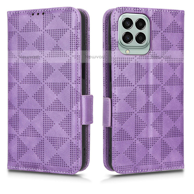 Leather Case Stands Flip Cover Holder C02X for Samsung Galaxy M33 5G Purple