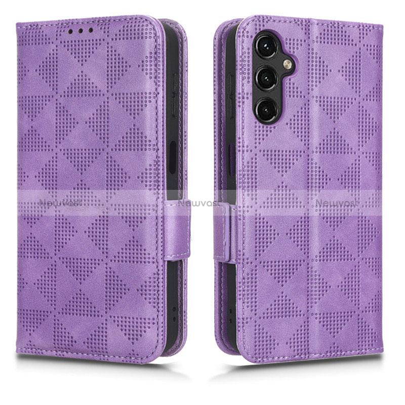 Leather Case Stands Flip Cover Holder C02X for Samsung Galaxy M44 5G Purple