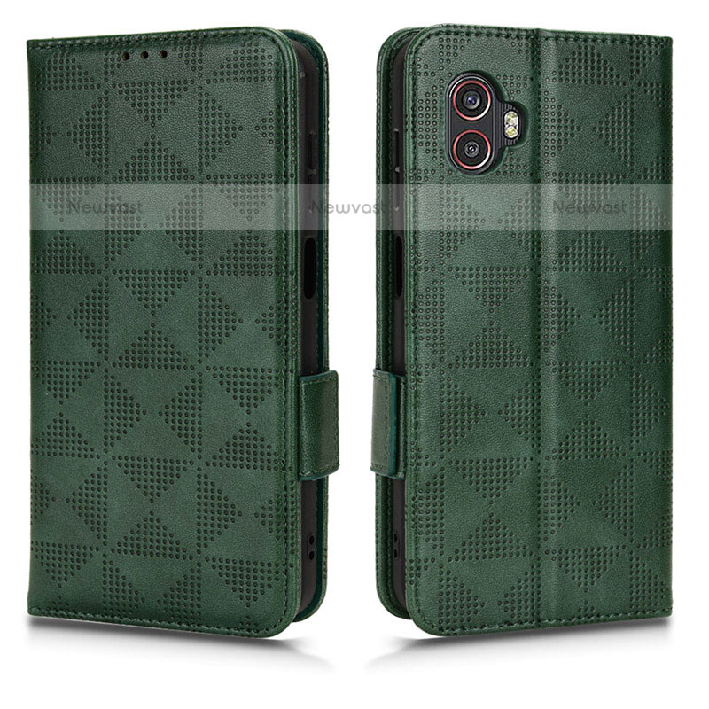 Leather Case Stands Flip Cover Holder C02X for Samsung Galaxy XCover 6 Pro 5G Green