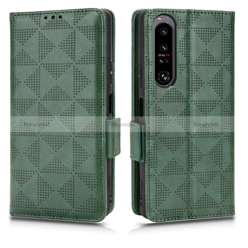 Leather Case Stands Flip Cover Holder C02X for Sony Xperia 1 IV SO-51C Green