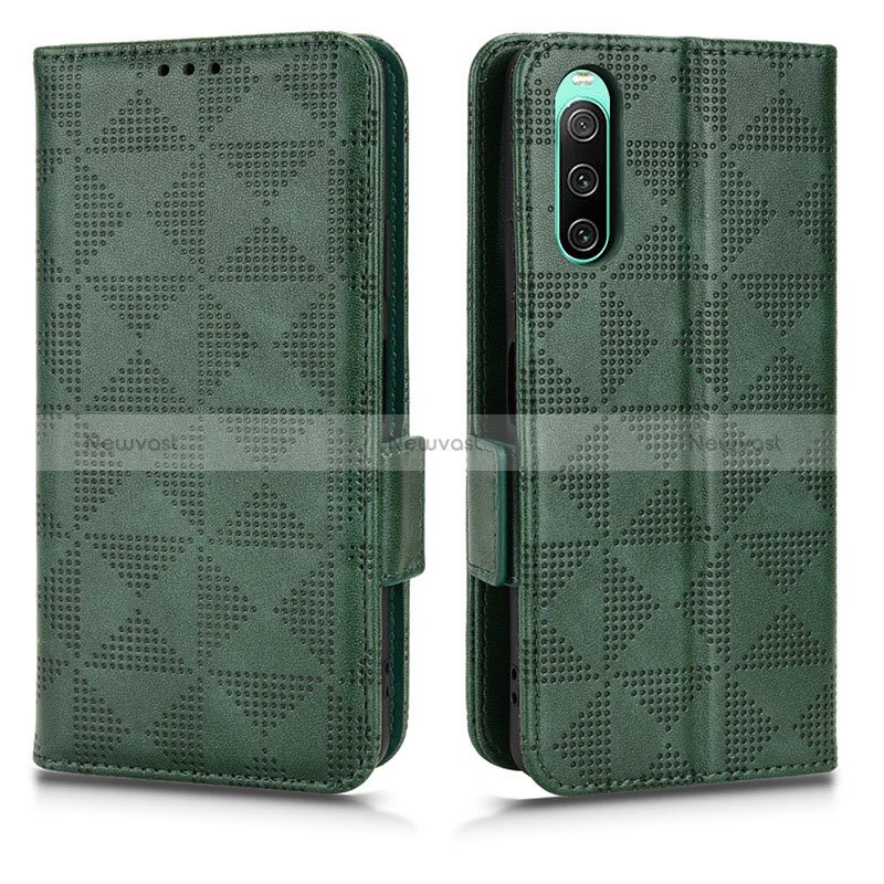 Leather Case Stands Flip Cover Holder C02X for Sony Xperia 10 IV SO-52C Green