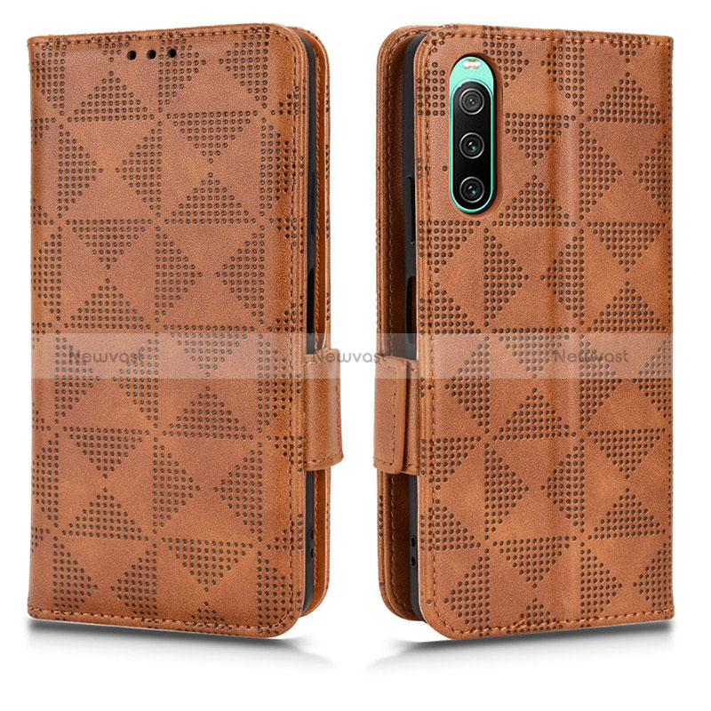 Leather Case Stands Flip Cover Holder C02X for Sony Xperia 10 IV SOG07 Brown