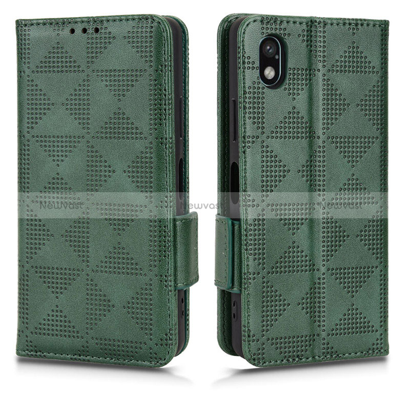 Leather Case Stands Flip Cover Holder C02X for Sony Xperia Ace III Green