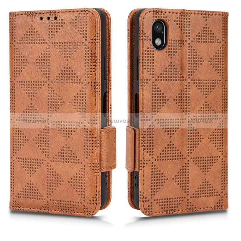 Leather Case Stands Flip Cover Holder C02X for Sony Xperia Ace III SO-53C Brown