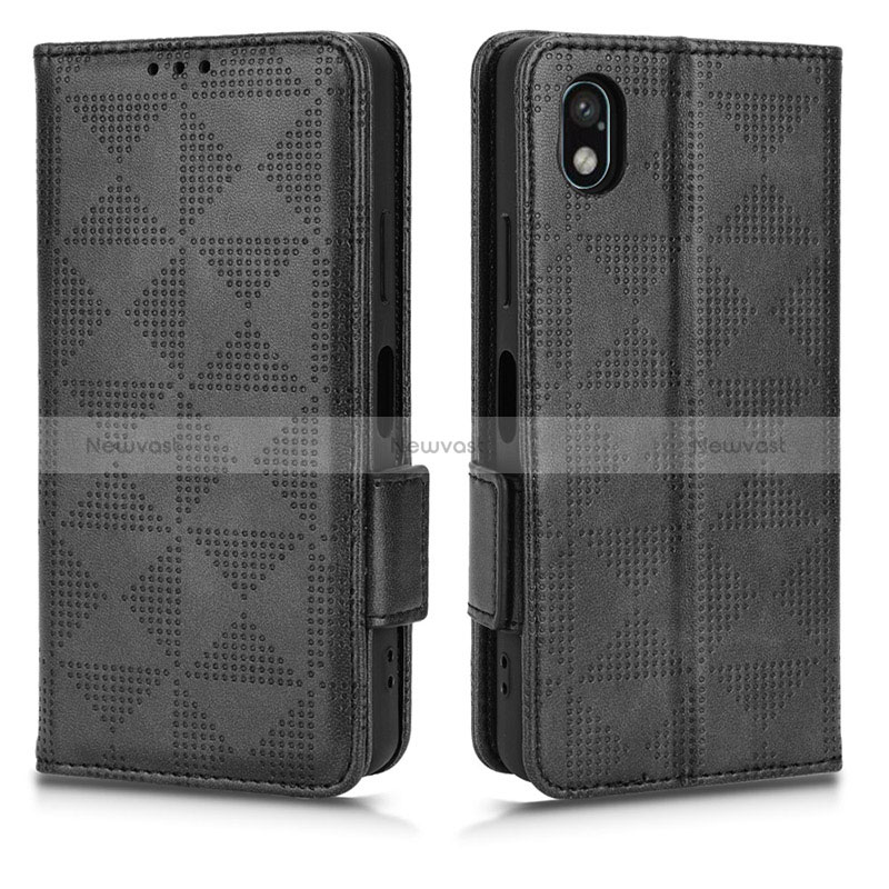 Leather Case Stands Flip Cover Holder C02X for Sony Xperia Ace III SOG08 Black