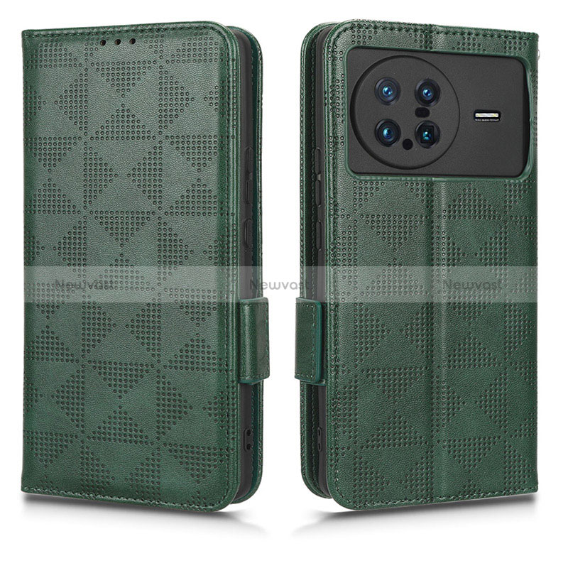 Leather Case Stands Flip Cover Holder C02X for Vivo X Note Green