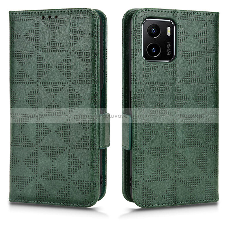 Leather Case Stands Flip Cover Holder C02X for Vivo Y10 t1 Green