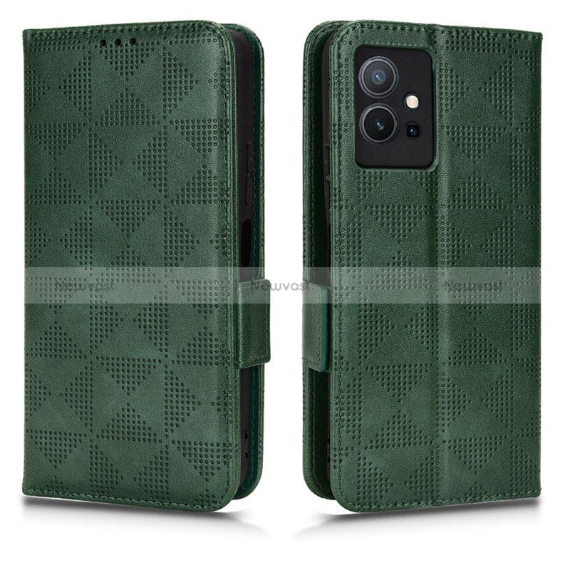 Leather Case Stands Flip Cover Holder C02X for Vivo Y33e 5G Green