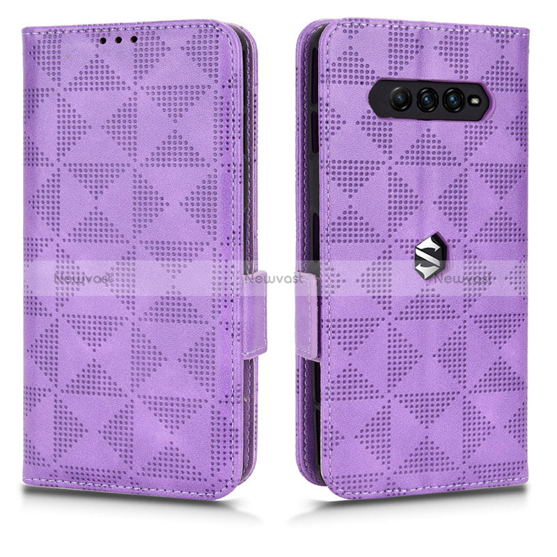 Leather Case Stands Flip Cover Holder C02X for Xiaomi Black Shark 4 Pro 5G Purple