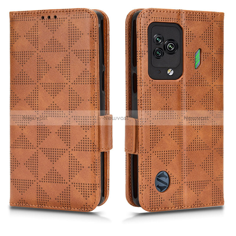 Leather Case Stands Flip Cover Holder C02X for Xiaomi Black Shark 5 5G Brown