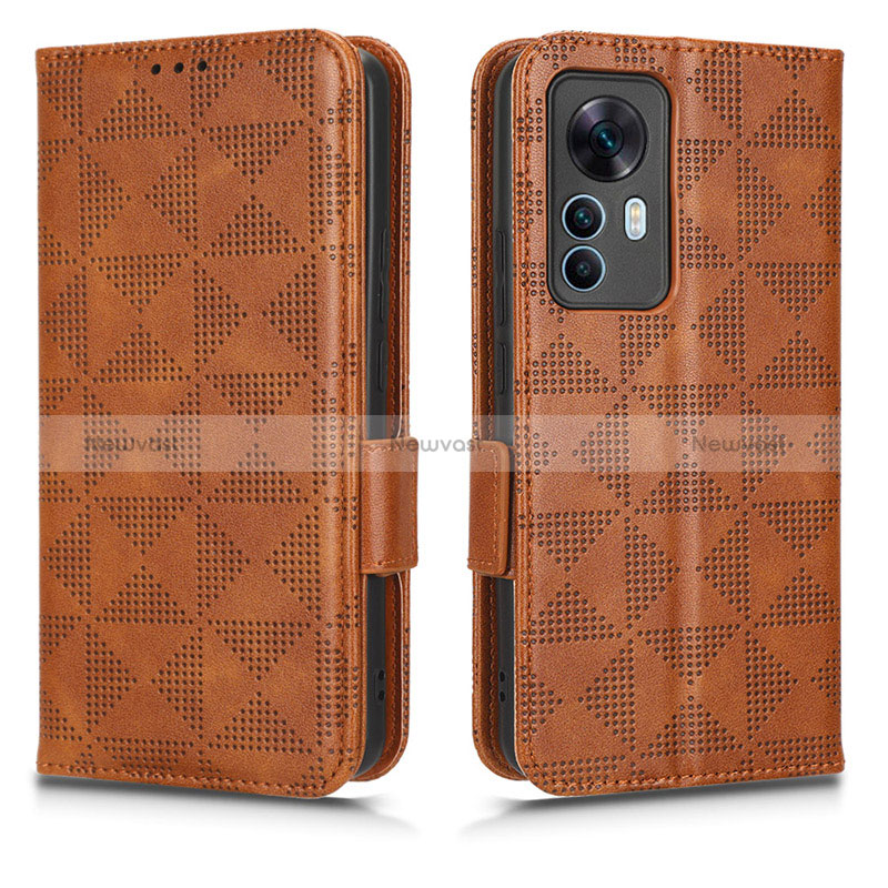 Leather Case Stands Flip Cover Holder C02X for Xiaomi Mi 12T 5G Brown