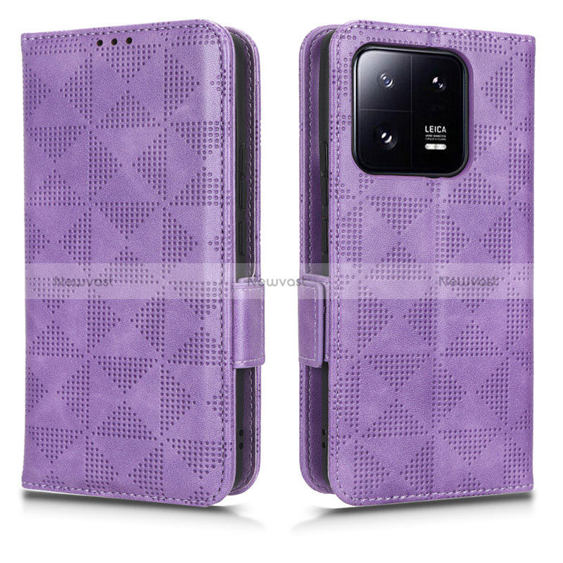 Leather Case Stands Flip Cover Holder C02X for Xiaomi Mi 13 Pro 5G Purple