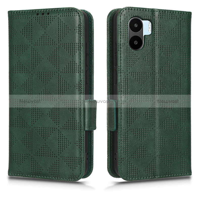 Leather Case Stands Flip Cover Holder C02X for Xiaomi Poco C50 Green