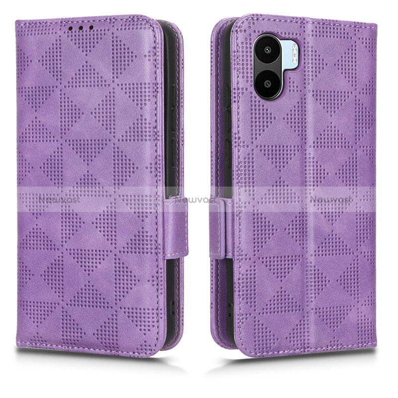 Leather Case Stands Flip Cover Holder C02X for Xiaomi Poco C50 Purple