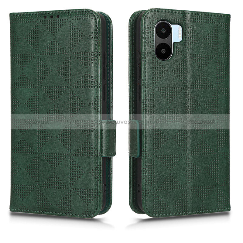 Leather Case Stands Flip Cover Holder C02X for Xiaomi Poco C51 Green