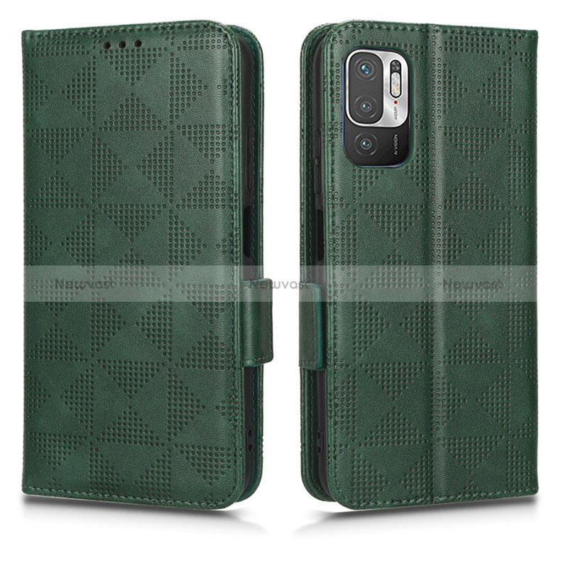 Leather Case Stands Flip Cover Holder C02X for Xiaomi POCO M3 Pro 5G Green