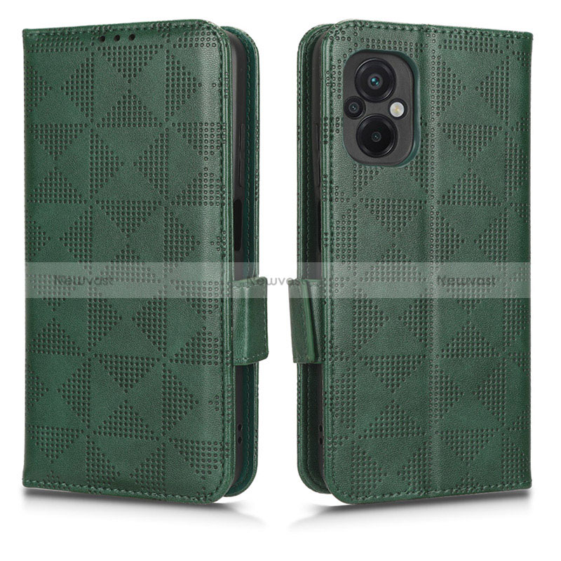 Leather Case Stands Flip Cover Holder C02X for Xiaomi Poco M5 4G Green