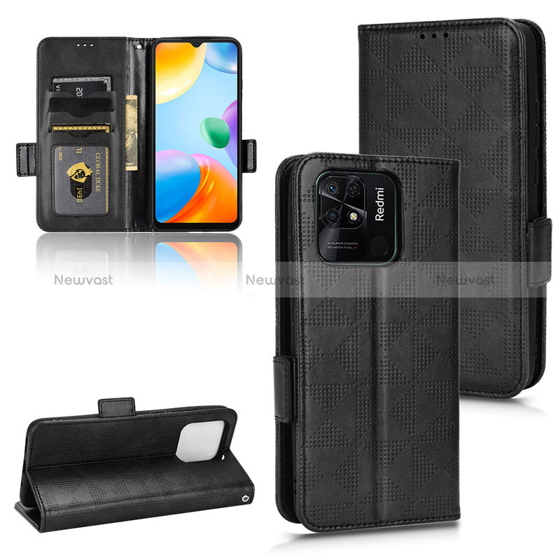 Leather Case Stands Flip Cover Holder C02X for Xiaomi Redmi 10 India