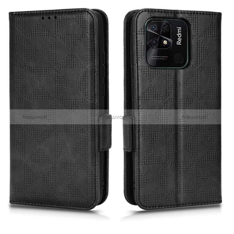 Leather Case Stands Flip Cover Holder C02X for Xiaomi Redmi 10 Power Black