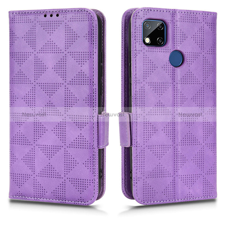 Leather Case Stands Flip Cover Holder C02X for Xiaomi Redmi 10A 4G Purple