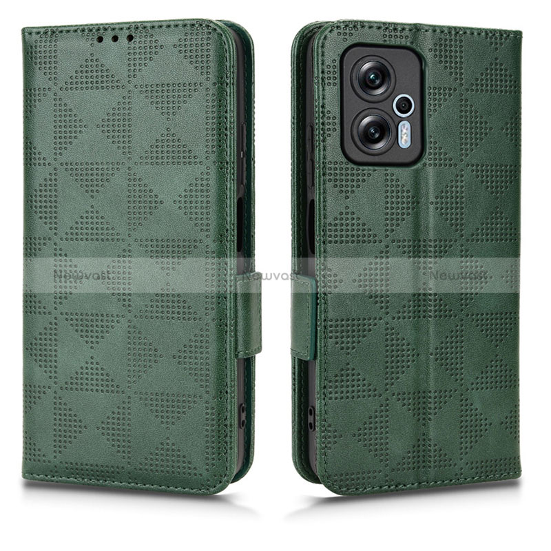 Leather Case Stands Flip Cover Holder C02X for Xiaomi Redmi K50i 5G Green