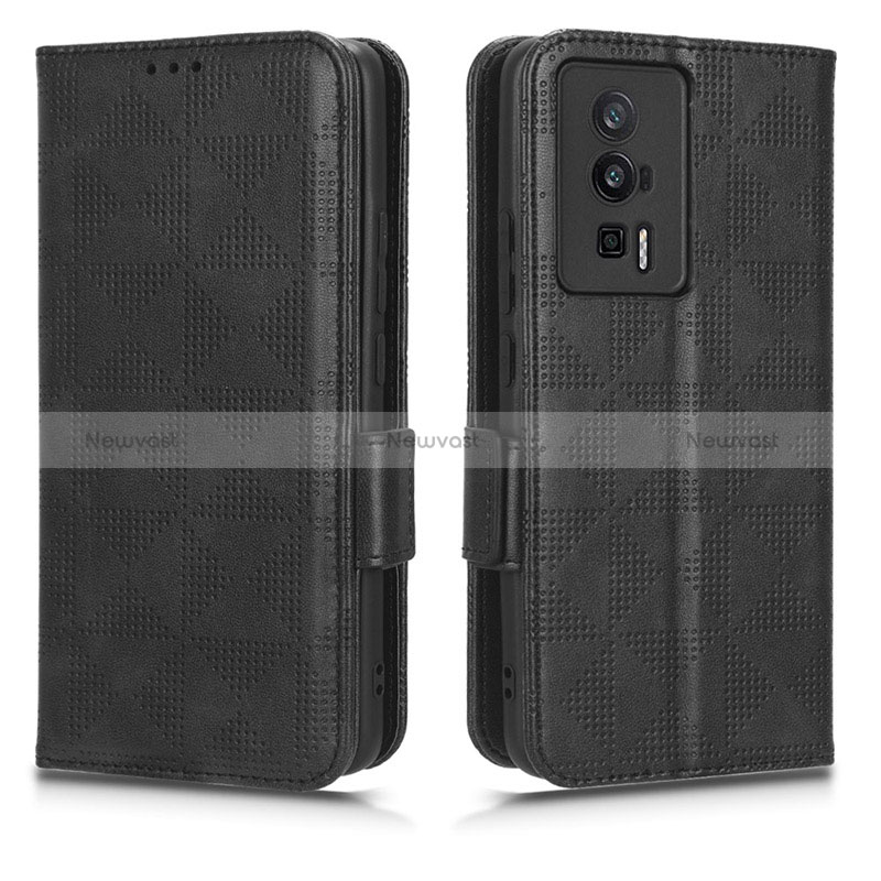 Leather Case Stands Flip Cover Holder C02X for Xiaomi Redmi K60 5G Black