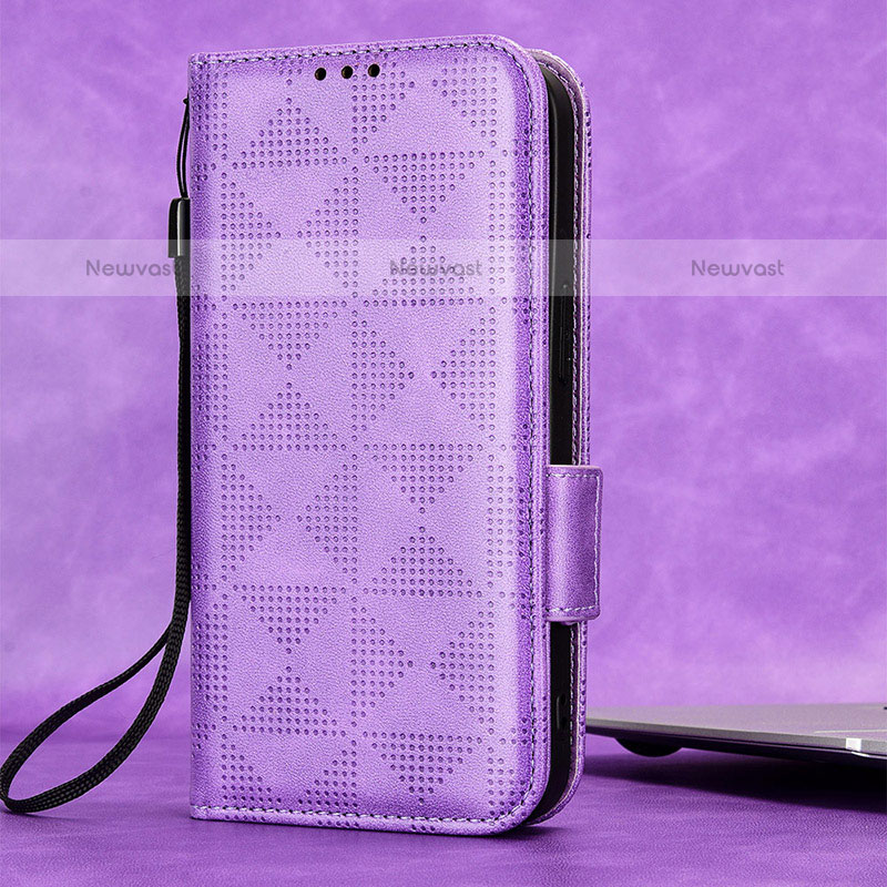 Leather Case Stands Flip Cover Holder C02X for Xiaomi Redmi K60 Ultra 5G Purple