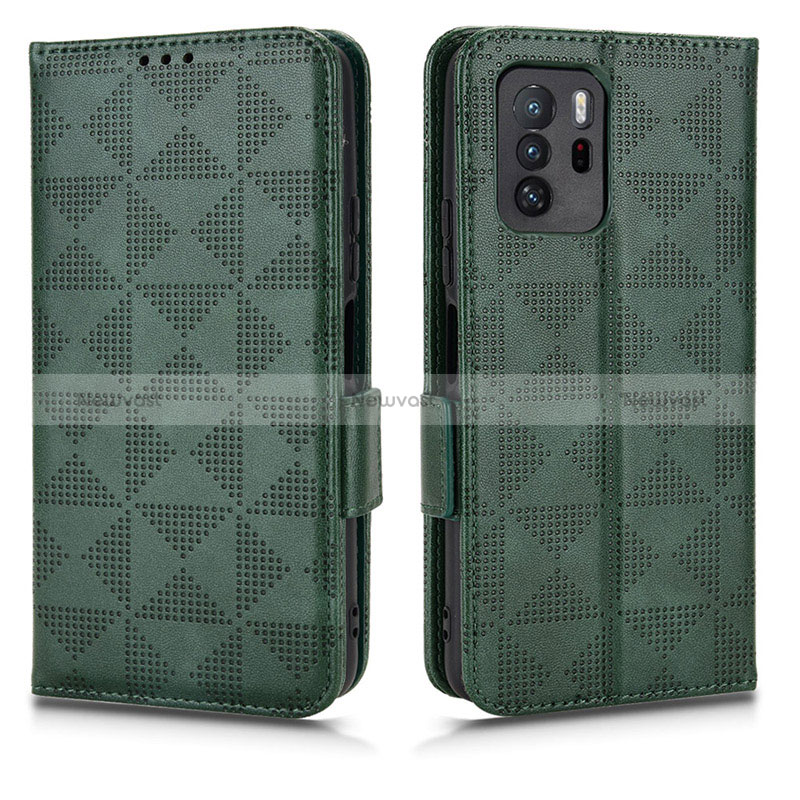 Leather Case Stands Flip Cover Holder C02X for Xiaomi Redmi Note 10 Pro 5G Green
