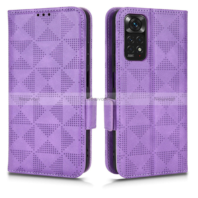 Leather Case Stands Flip Cover Holder C02X for Xiaomi Redmi Note 11S 4G Purple