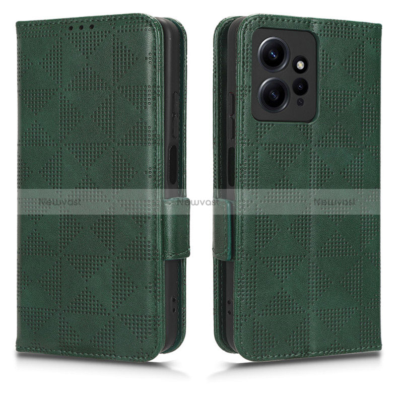 Leather Case Stands Flip Cover Holder C02X for Xiaomi Redmi Note 12 4G Green