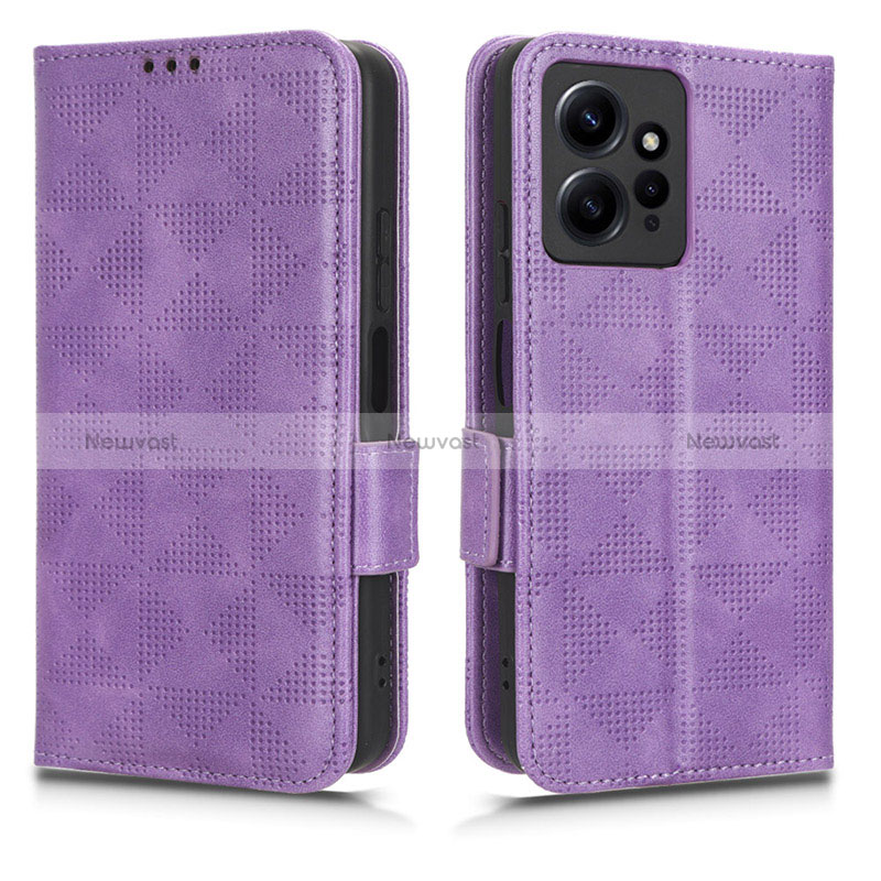 Leather Case Stands Flip Cover Holder C02X for Xiaomi Redmi Note 12 4G Purple