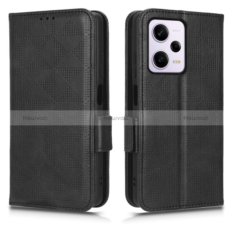 Leather Case Stands Flip Cover Holder C02X for Xiaomi Redmi Note 12 Explorer Black