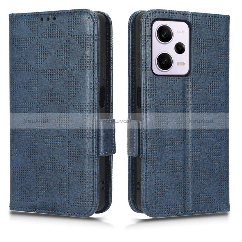 Leather Case Stands Flip Cover Holder C02X for Xiaomi Redmi Note 12 Explorer Blue