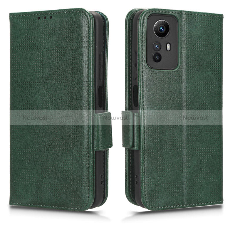 Leather Case Stands Flip Cover Holder C02X for Xiaomi Redmi Note 12S Green