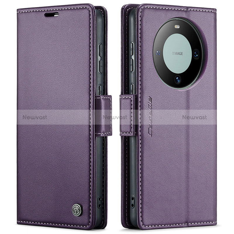 Leather Case Stands Flip Cover Holder C03S for Huawei Mate 60 Pro Purple