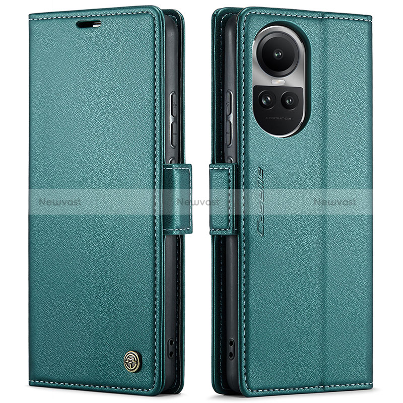 Leather Case Stands Flip Cover Holder C03S for Oppo Reno10 5G Green