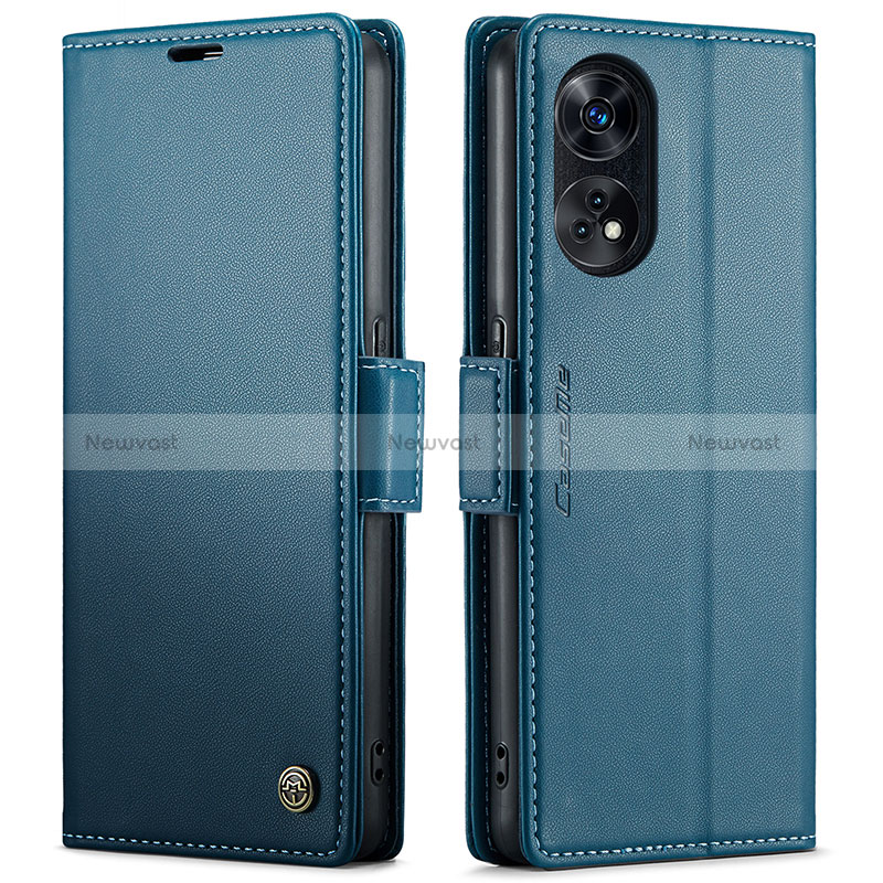 Leather Case Stands Flip Cover Holder C03S for Oppo Reno8 T 4G Blue